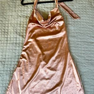 Zaful Satin Dress in Dusty Pink